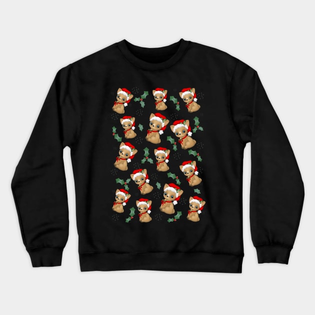 Christmas deers in santa hats Crewneck Sweatshirt by Manxcraft